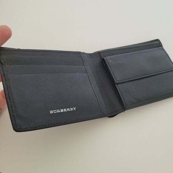 Burberry Men Designer Card Coin Bill Wallet 3in1 Black Leather Bifold Medium - Picture 4 of 14